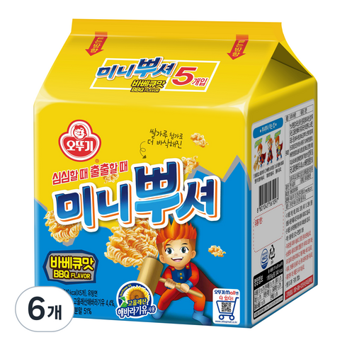오뚜기 미니뿌셔 바베큐맛 멀티 5p, 55g, 30개