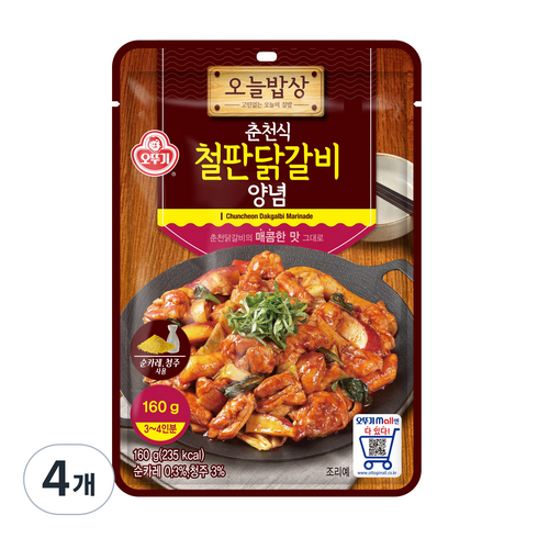 닭갈비소스 - 오뚜기 오늘밥상 춘천식 철판닭갈비 양념, 160g, 4개