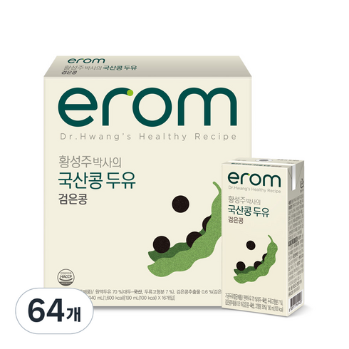 이롬 황성주 박사의 국산콩 두유 검은콩, 190ml, 64개