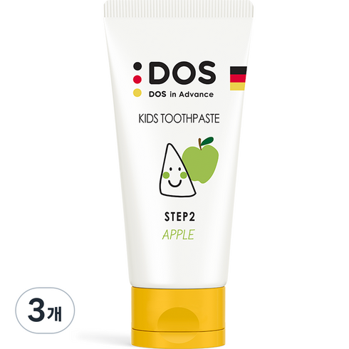 도스치약 - 도스인어드밴스 어린이 치약 STEP2 저불소 사과향, 60ml, 3개