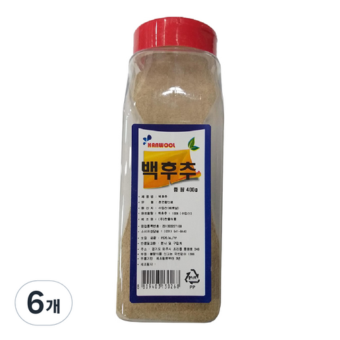 한울식품 백후추, 400g, 6개