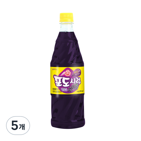 오뚜기 음료베이스 시럽(포도), 1kg, 5개