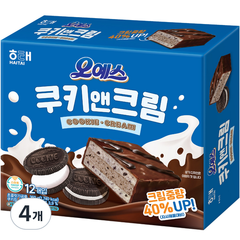 해태제과 오예스 쿠키앤크림, 360g, 4개