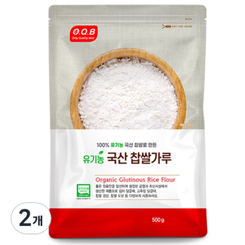 오큐비 유기농 국산 찹쌀가루, 2개, 500g