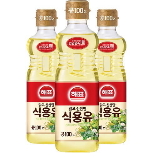 해표 맑고 신선한 식용유, 900ml, 3개