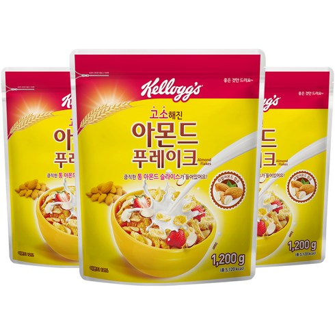 켈로그 아몬드 푸레이크, 1.2kg, 3개