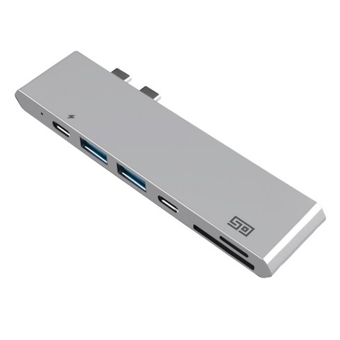 SO 애플 맥북 프로 USB C 타입 HDMI 젠더 카드리더기 멀티 충전 허브 DH2, 실버, 1개