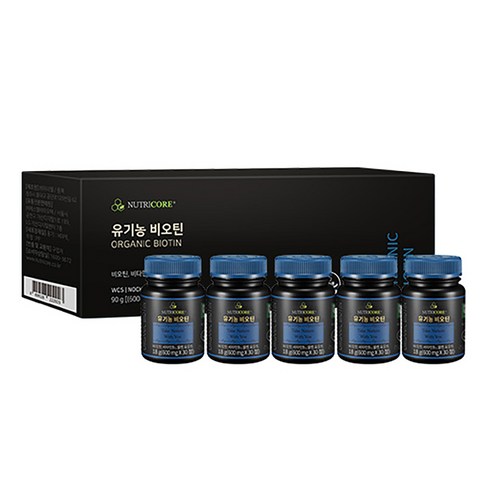 뉴트리코어 유기농 비오틴, 30정, 18g, 5개
