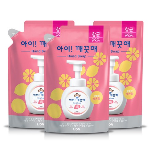 아이깨끗해리필 - 아이깨끗해 핸드워시 레몬향 리필, 450ml, 3개