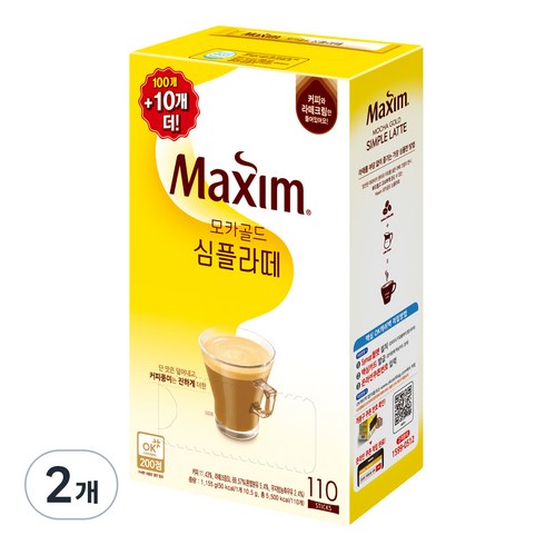 맥심 모카골드 심플라떼 커피믹스, 10.5g, 110개입, 2개