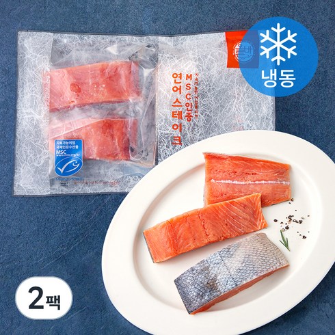 연어스테이크 - 올바른 수산 냉동 연어 스테이크 (냉동), 350g, 2팩