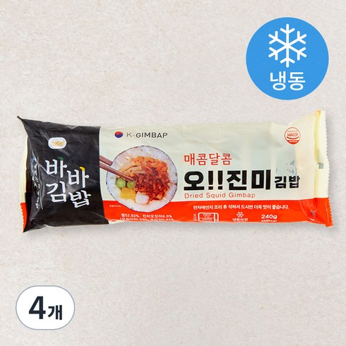 바바김밥 오 진미김밥 (냉동), 4개, 240g