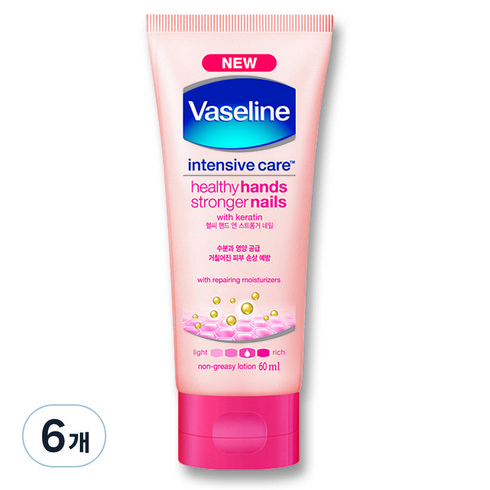 바세린 헬씨 핸드 앤 스트롱거 네일 로션, 60ml, 6개