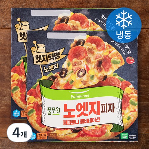 풀무원 노엣지 피자 페퍼로니 콤비네이션 (냉동), 393g, 4개