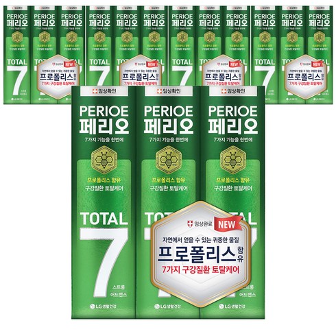 페리오 토탈7프로 스트롱 어드밴스 치약, 120g, 15개