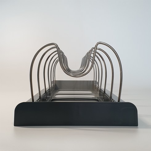 포포 길이 조절 스테인리스 뚜껑 후라이팬 거치대, 블랙 + 그레이