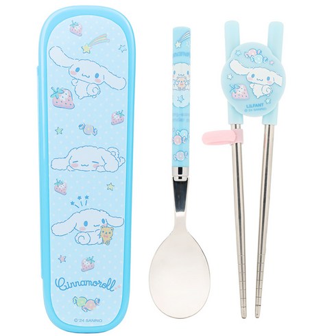 릴팡 산리오 스텐릴팡젓가락스푼글라이더케이스 2단계, 시나모롤, 젓가락 + 숟가락 + 케이스, 1세트