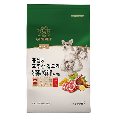 지니펫 전연령 더홀리스틱 홍삼&호주산 양고기 강아지 기능성 사료, 눈물 개선/눈건강, 5.2kg, 1개