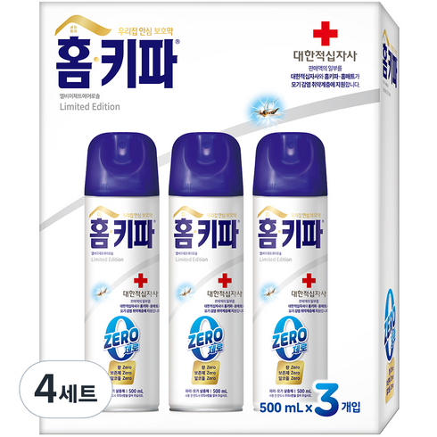 홈키파 대한적십자사 제로 에어졸 3p, 4세트, 1500ml