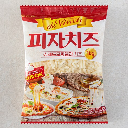 모짜렐라치즈 - 드빈치 모짜렐라 피자치즈, 1kg, 1개