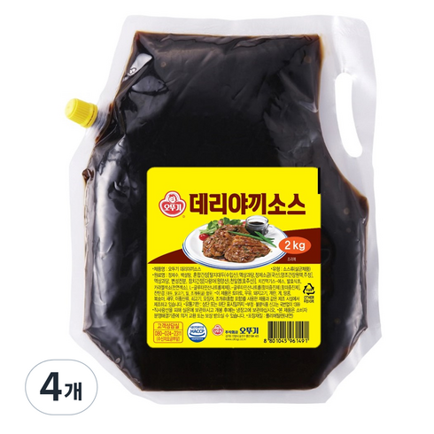 오뚜기데리야끼소스 - 오뚜기 데리야끼소스 스파우트팩, 2kg, 4개