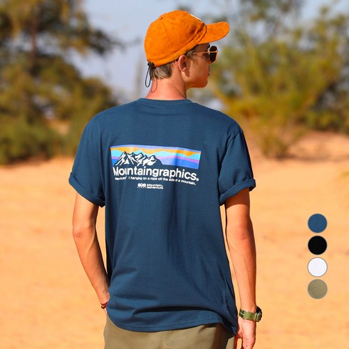 남자반팔티셔츠 - 플루크 남녀공용 마운틴 그래픽 실루엣 반팔 티셔츠 FST151