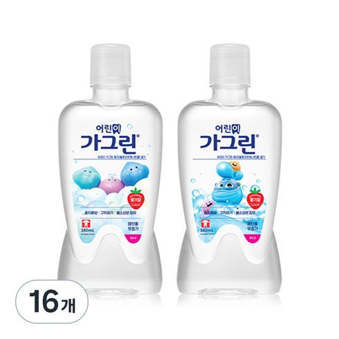 가그린 어린이용 구강세정제 딸기향 이미지 랜덤발송, 380ml, 16개