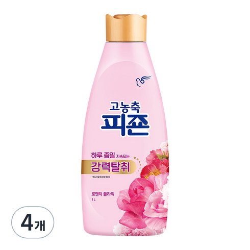 고농축 피죤 강력탈취 오리지널 로맨틱플라워 섬유유연제, 1L, 4개