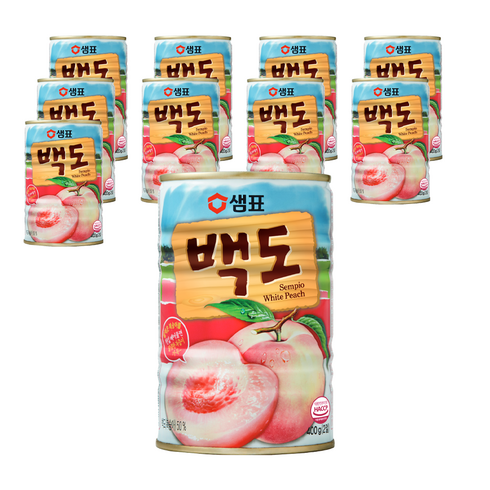 복숭아통조림 - 샘표 백도 통조림, 400g, 10개