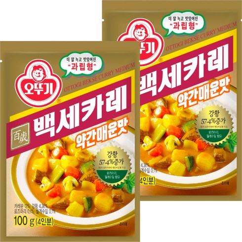 백세카레 - 오뚜기 백세 카레 약간매운맛, 100g, 2개