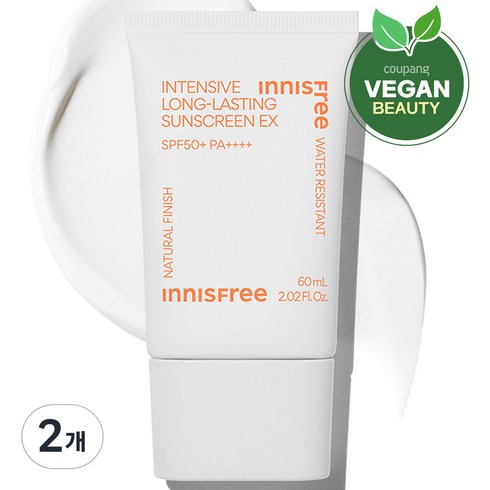 이니스프리 인텐시브 롱래스팅 선스크린 EX SPF50+ PA++++, 2개, 60ml