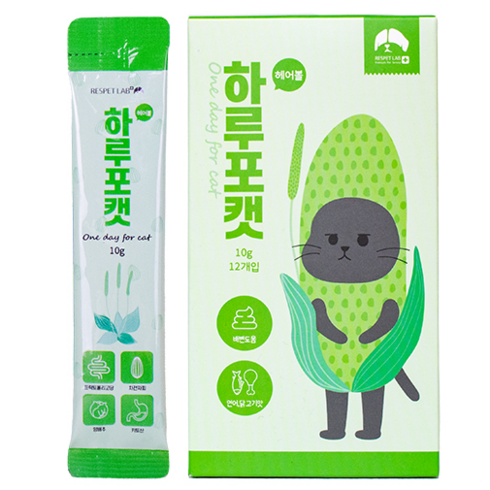 2023년 가성비 최고 고양이헤어볼영양제 - 리스펫랩 고양이 하루포캣 헤어볼 영양제 10g x 12p, 1개, 헤어볼 예방, 혼합맛(닭고기/연어)