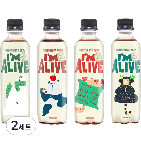 아임얼라이브 콤부차 360ml x 4종 세트, 2세트