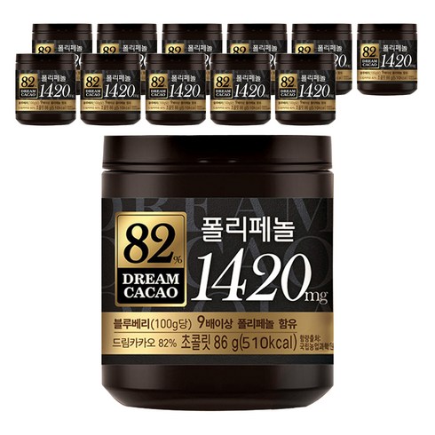 롯데제과 드림카카오 82% 폴리페놀 초콜릿, 86g, 12개