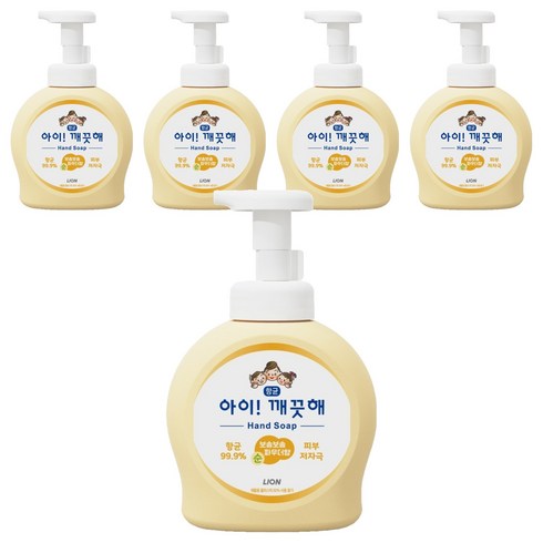 아이깨끗해 항균 폼 핸드솝 순 보송보송 파우더향, 490ml, 5개