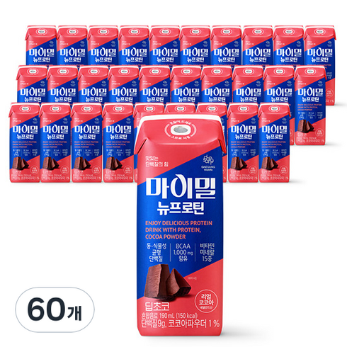 대상웰라이프 마이밀 뉴프로틴 딥초코, 190ml, 60개