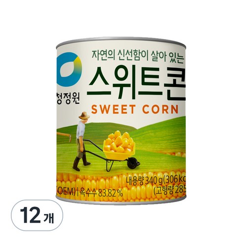 청정원 스위트콘 통조림, 340g, 12개