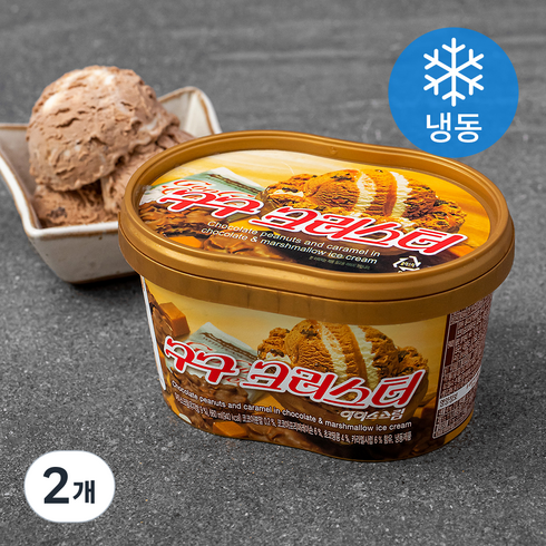 롯데웰푸드 구구 크러스터 아이스크림 (냉동), 660ml, 2개