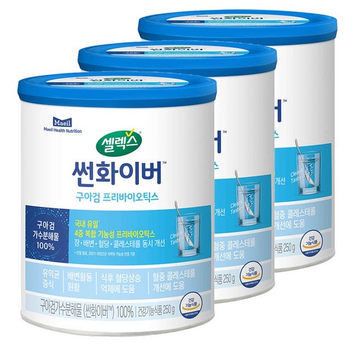 셀렉스 썬화이버 구아검 프리바이오틱스 18박 - 셀렉스 썬화이버 구아검 프리바이오틱스, 250g, 3개