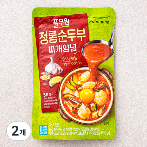 순두부찌개양념 - 풀무원 정통순두부 찌개양념, 140g, 2개