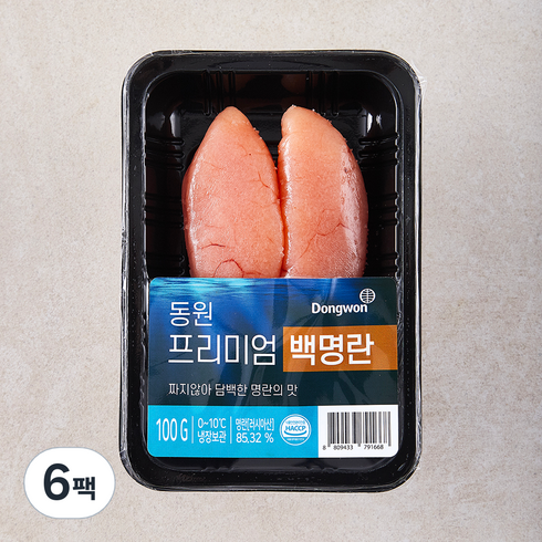 동원 백명란10팩짜먹는 명란1팩(30g총1.3kg - 동원 프리미엄 백명란, 100g, 6팩