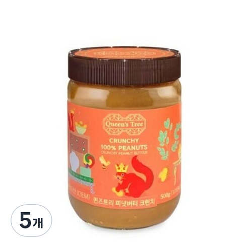 퀸즈트리 피넛버터 크런치, 5개, 500g