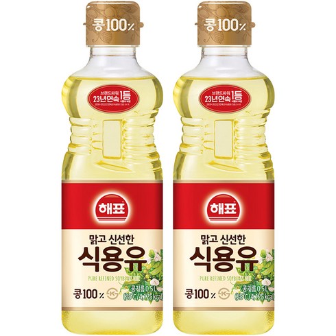 해표 식용유, 500ml, 2개