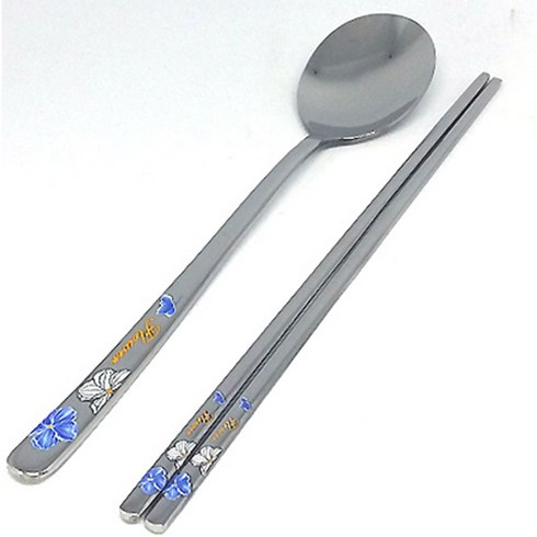 키친플라워 디오스전사 청색 수저 10인세트, 20p (숟가락 10p, 젓가락 10p), 1세트