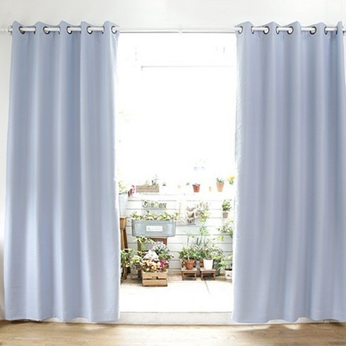 프리스페이스 베이직 큰창 암막커튼 세트, 스카이블루