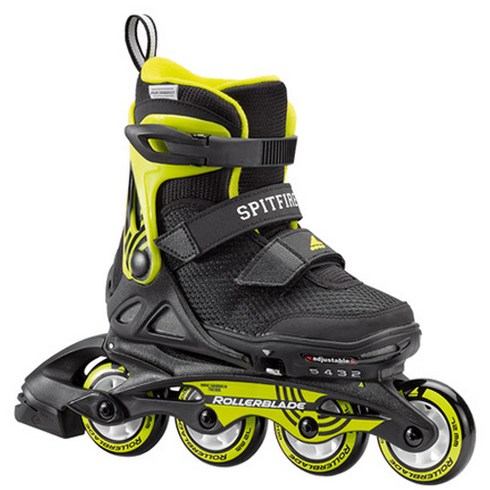 롤러블레이드 2018 스핏파이어 에스엘 사이즈 조절 벨크로형 아동용 인라인 스케이트, Black + Lime