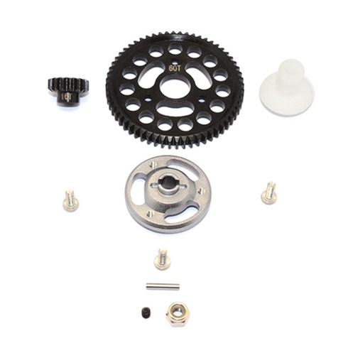 GPM RC5621 ALUMINIUM SPUR GEAR ADAPTER + STEEL GEAR 60T & 13T, GS, 1세트