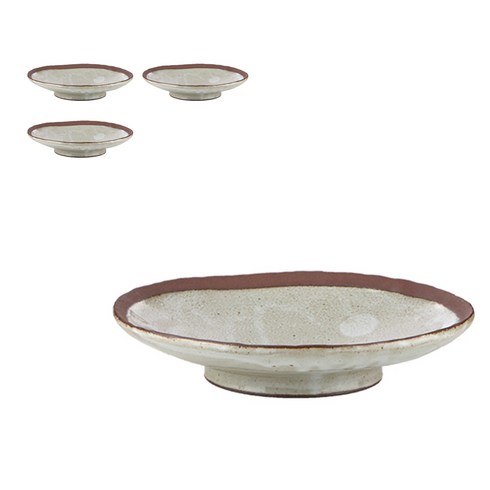 디자인도씨 원형접시 세인토 유백 중, 4개입, 접시 4p