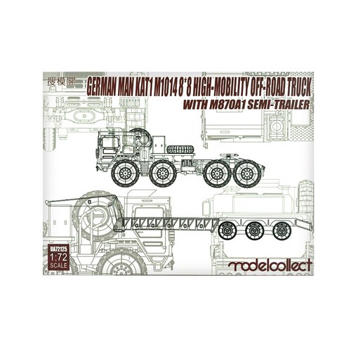 ModelCollect 1/72 German Man Kat1 M10148 8 High Mobility Off-Road Truck With M870A1 Semi-Trailer 프라모델, 1개