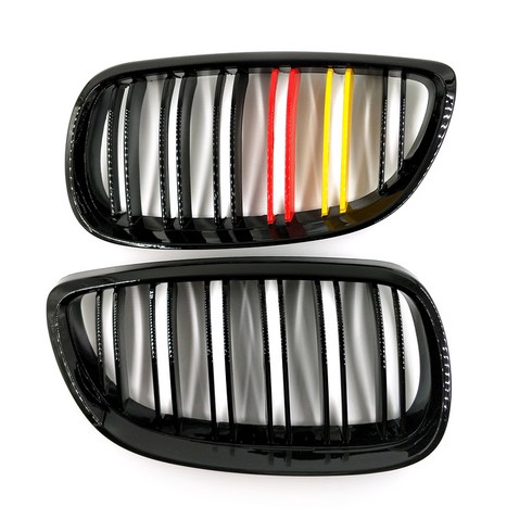 YUCEHNG BMW 3 시리즈 E92 E93 2006년~2009년 2도어 M edition 레드 + 옐로우 프론트그릴 유광블랙 더블그리드, 1세트